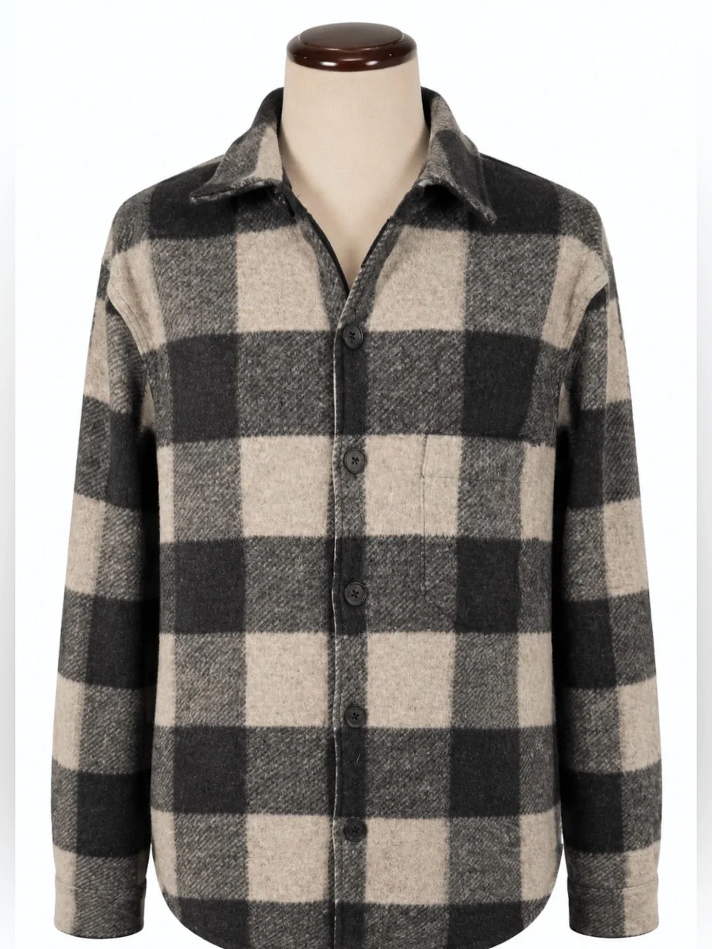 Banana Republic Black & grey Lined Buffalo Check Shirt Jacket, side pockets. S